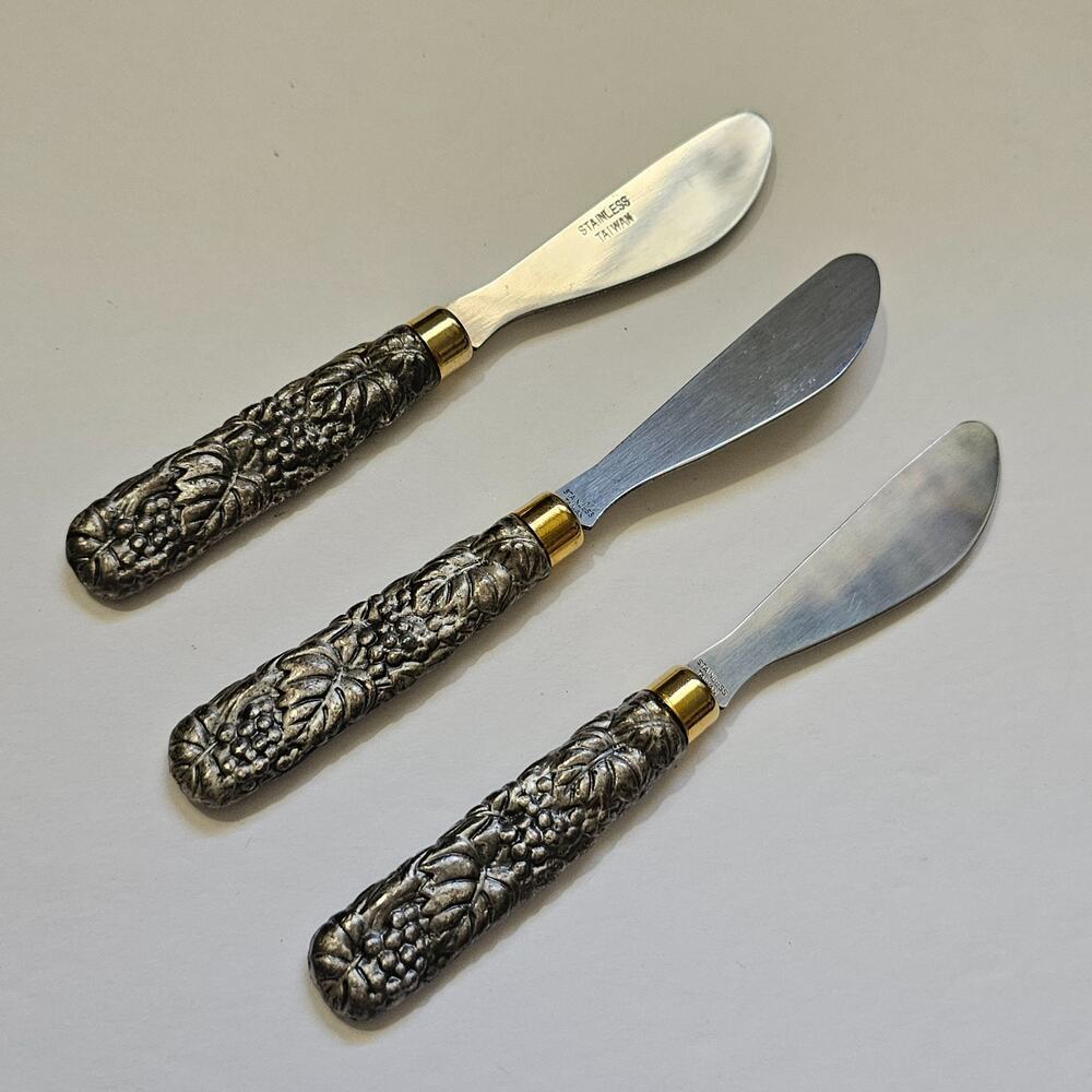 Arthur Court Designs Grapevine Cheese Jam Spreaders Set Of 3 Taiwan Vintage